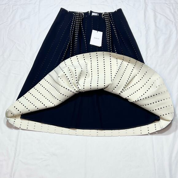 Dion Lee Embellished Perforated Pleated Skirt US 8 Blue Polyester Zipper 2016 - Picture 7 of 16